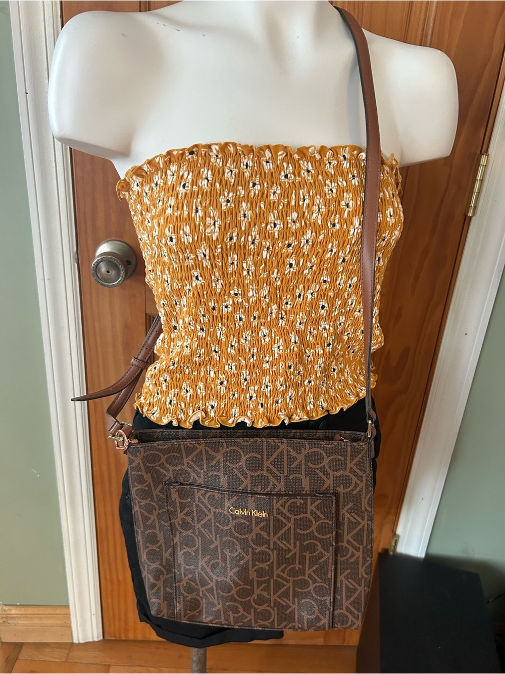 Calvin Klein Brown Monogram Crossbody Bag